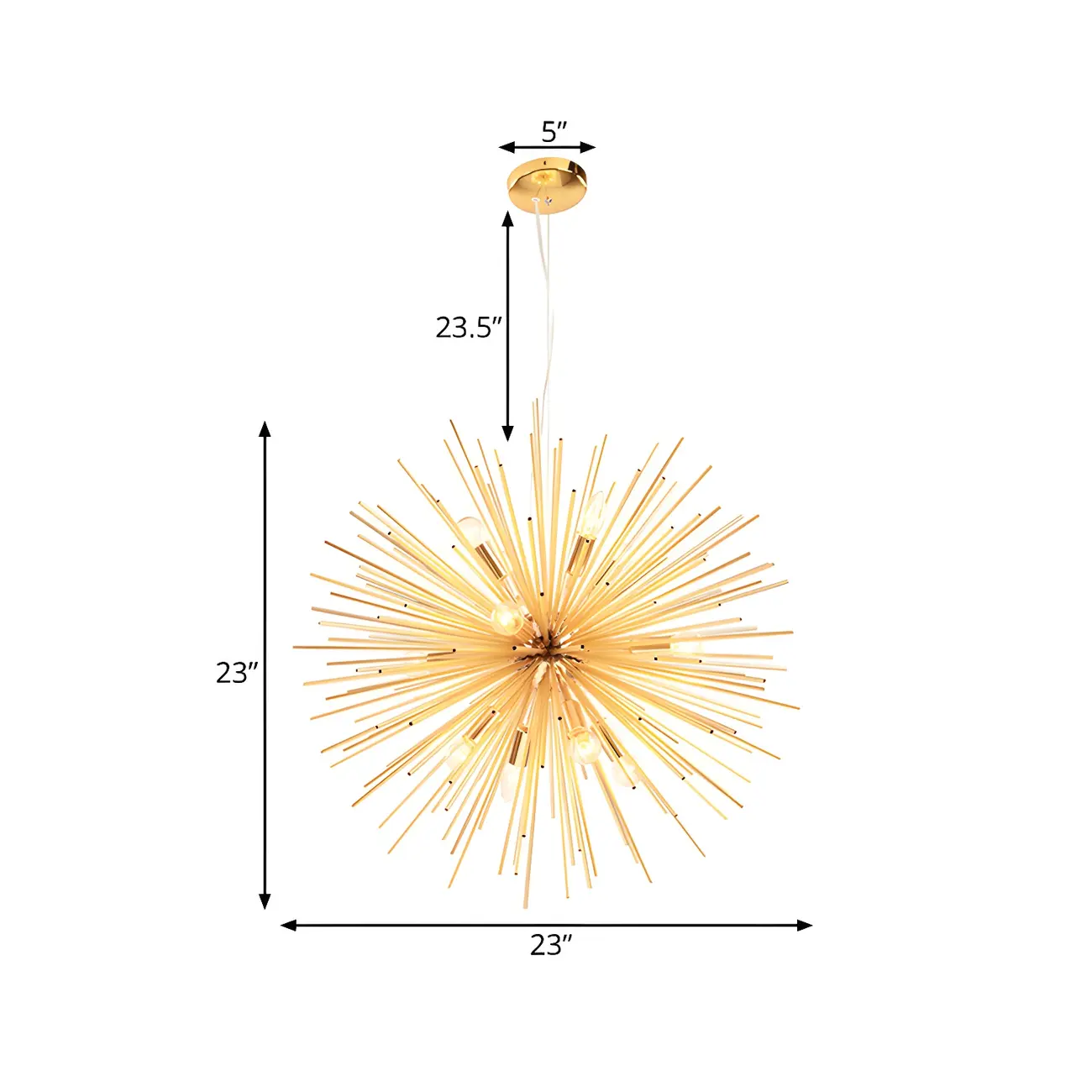 Modern Metal Round Gold Starburst Chandelier