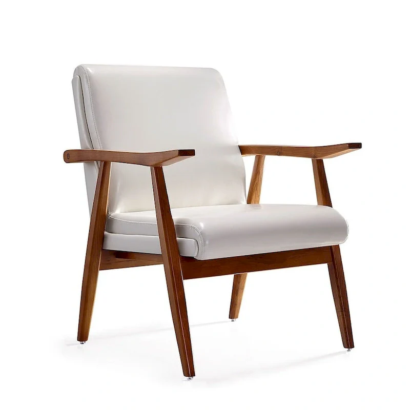 Amber Faux Leather Accent Chair, Bold Lines, Luxurious Upholstery, Modern Living Room Chair