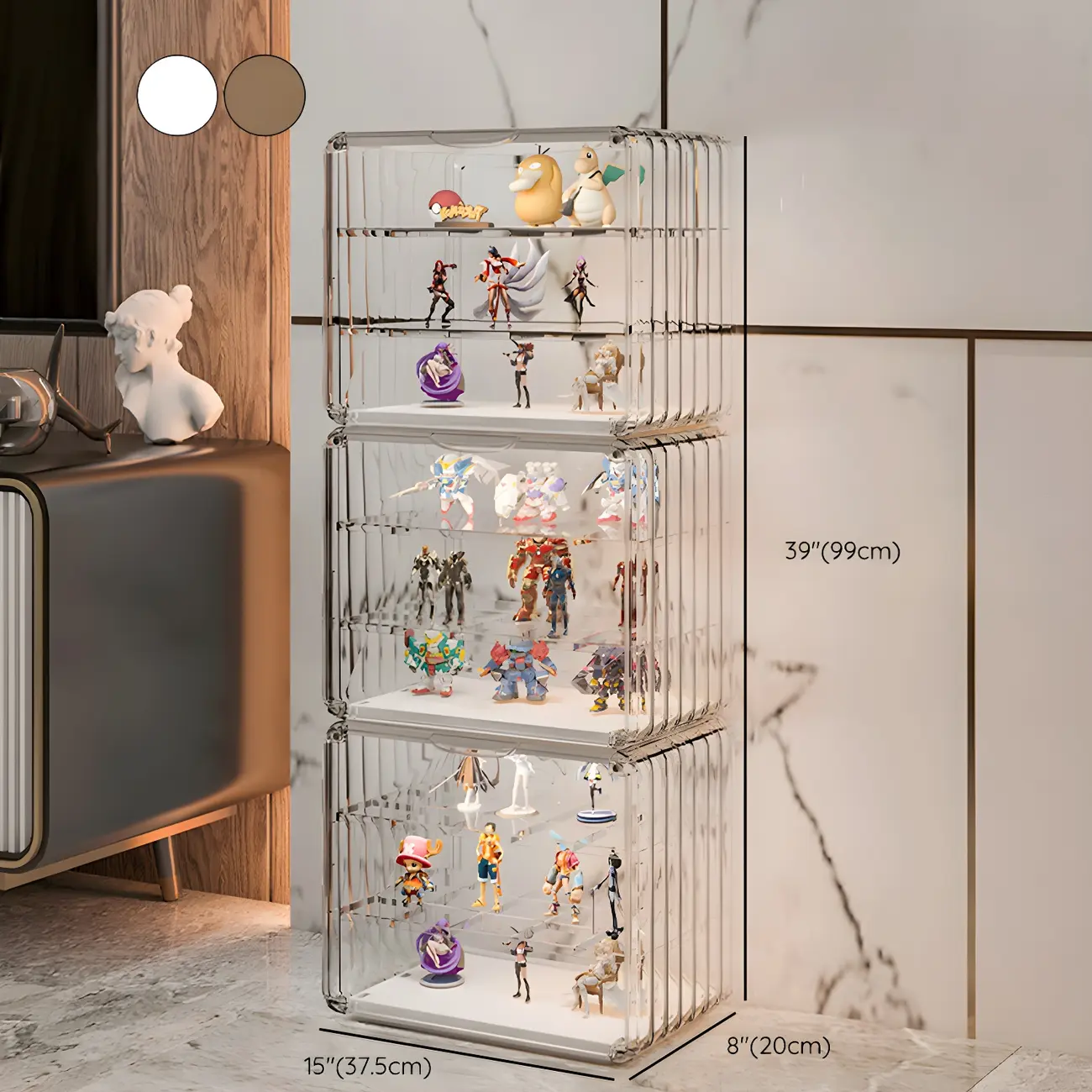 Stylish Stackable Green Clear Acrylic Display Cabinet