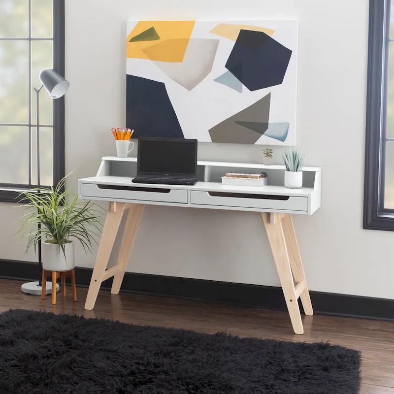 Two-Drawer Writing Desk | Compact Home Office Desk with Storage, Modern Style