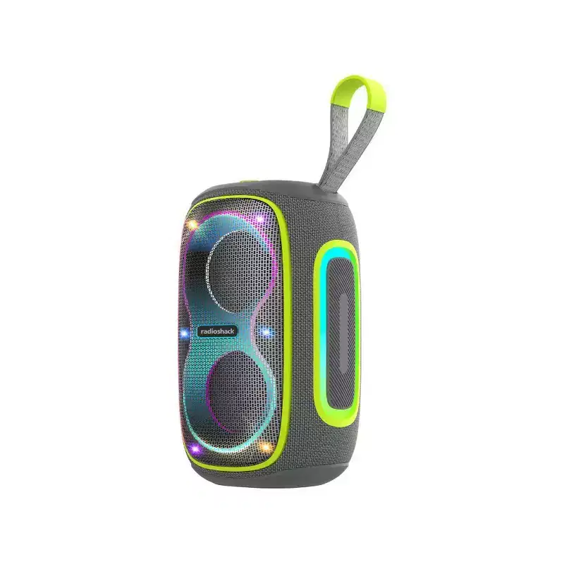 RadioShack Portable Bluetooth Speaker 30W IPX5 Gray Green With RGB Lights With TWS For Pairing 4000mAh