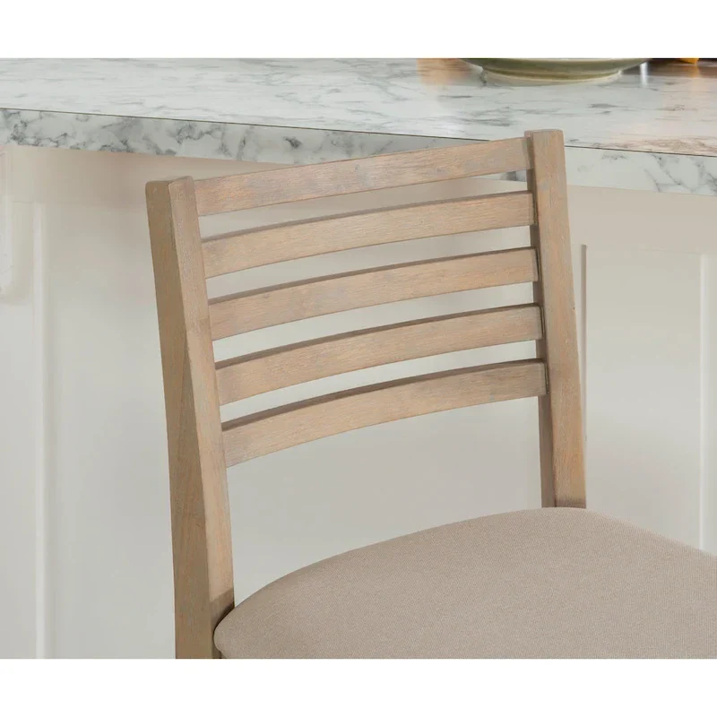 Linon Piedmont Faux Leather/Fabric 24-Inch Ladder Back Counter Stool