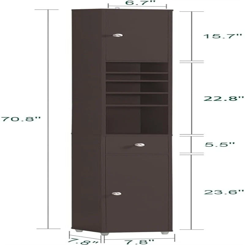 Black Bathroom Tall Cabinet - 7.87 D x 7.87 W x 70.87 H