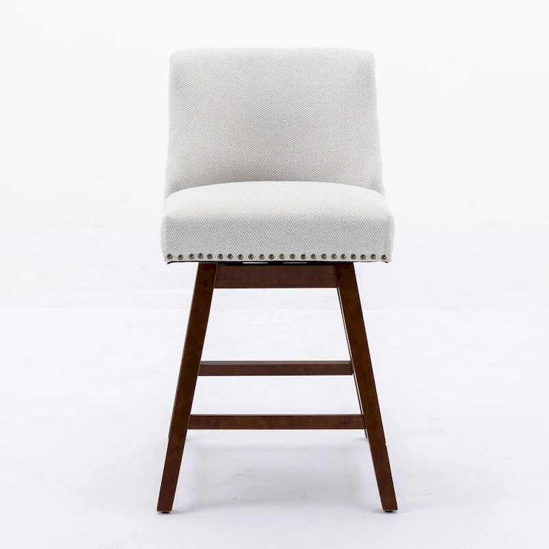 Counter Height Swivel Barstools, 26 H Seat Height Upholstered Bar Stools Set of 2, Fabric