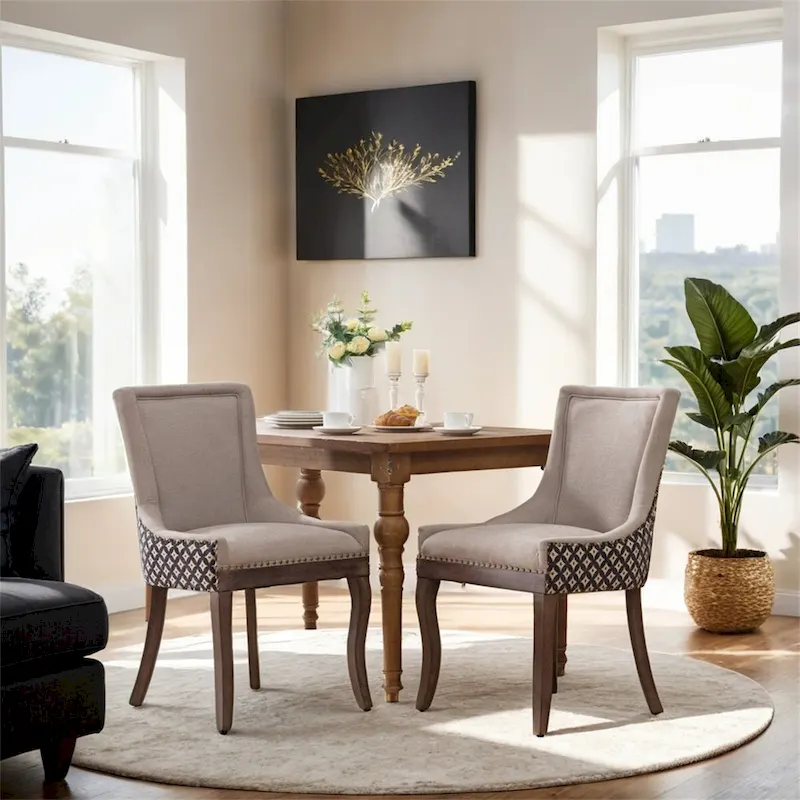 Ultra Side Dining Chair, Thickened Fabric Chairs w/Solid Wood Legs