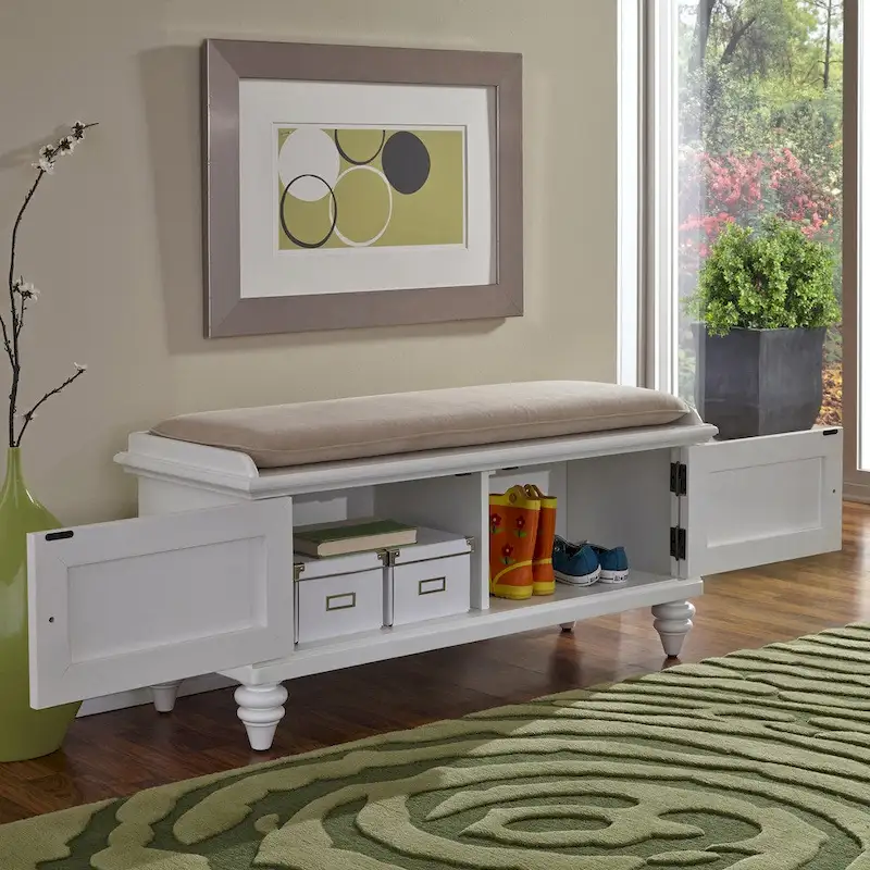 Black / Brushed White / Espresso Upholstered Storage Bench – 1 Person