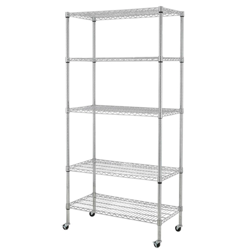 5-Tier NSF-Certified Steel Wire Shelving with Wheels Black - (35.43 x 17.72 x 70.87)