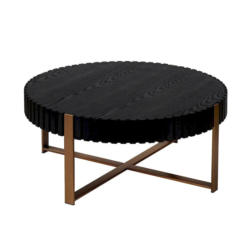 Modern 31.5 Round Coffee Table with Sturdy Metal Pedestal