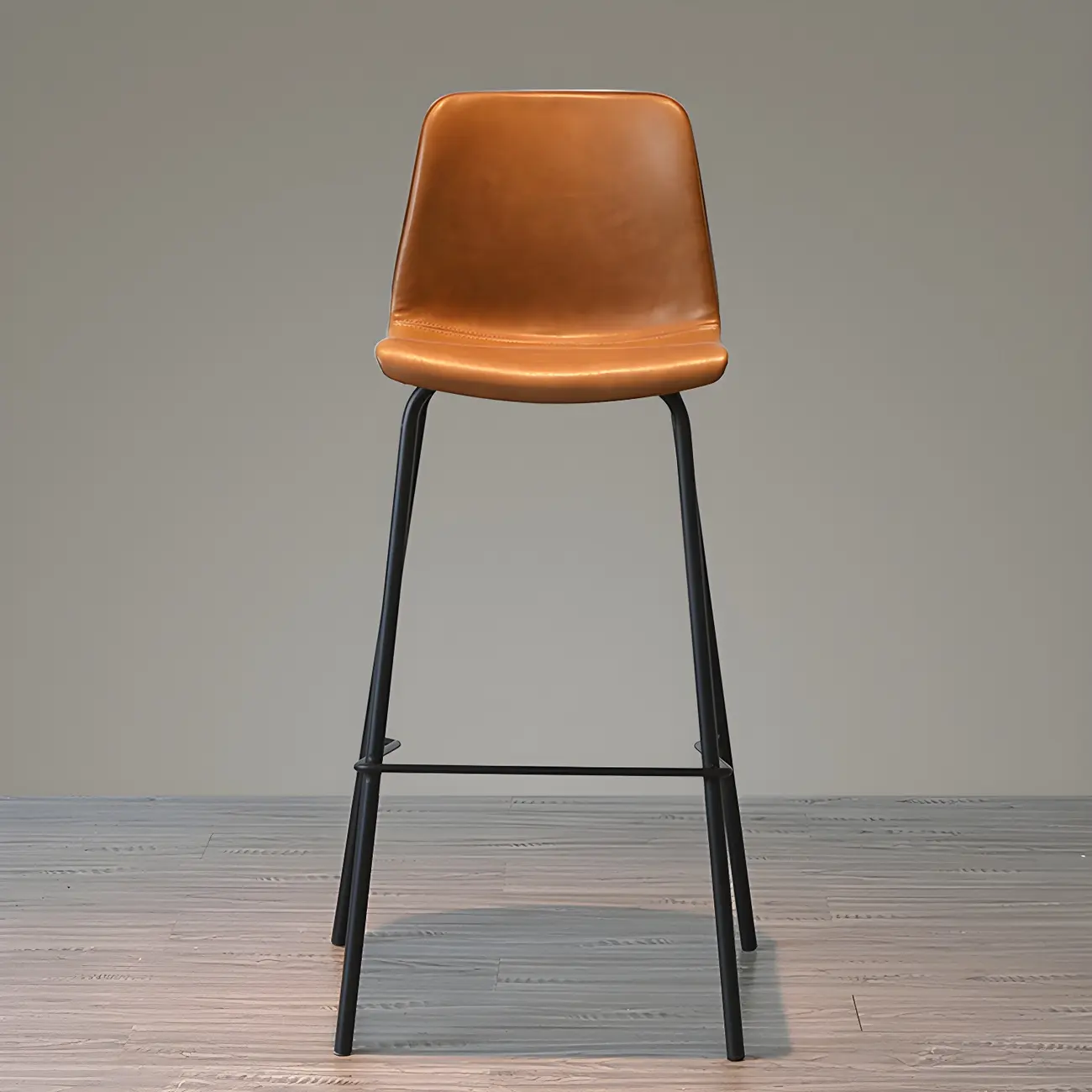 Brown Saddle Metal Frame Leather Counter Stools with Backs