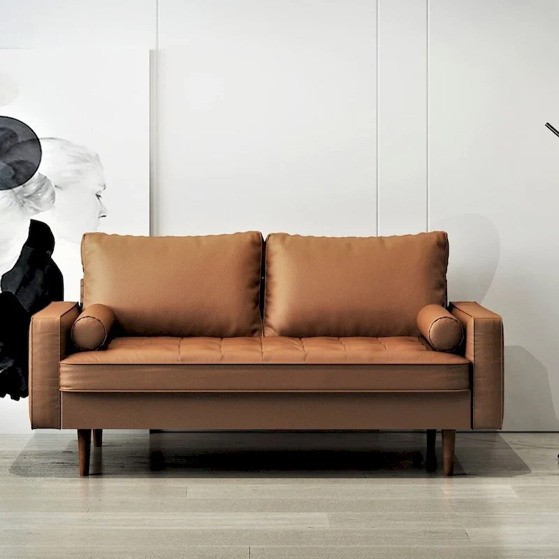 US Pride Lopez Faux Leather Mid-century Modern Sofa