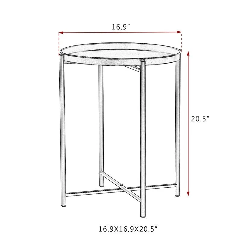 Gold End Table Metal Waterproof Snack Beside Table Accent Coffee Table - 16.9(D)x 16.9(W)x 20.5(H)