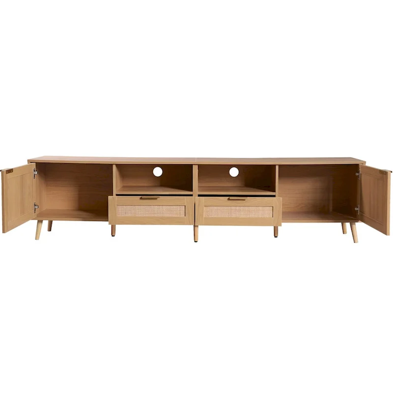 Modern Farmhouse Media Console with Solid Wood Legs