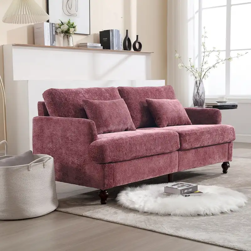 Modern Chenille Fabric Loveseat, 2-Seat Upholstered Loveseat Sofa