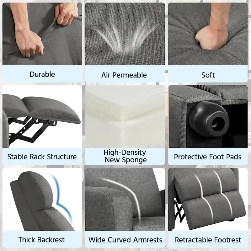 Yaheetech Modern Fabric Recliner Chair