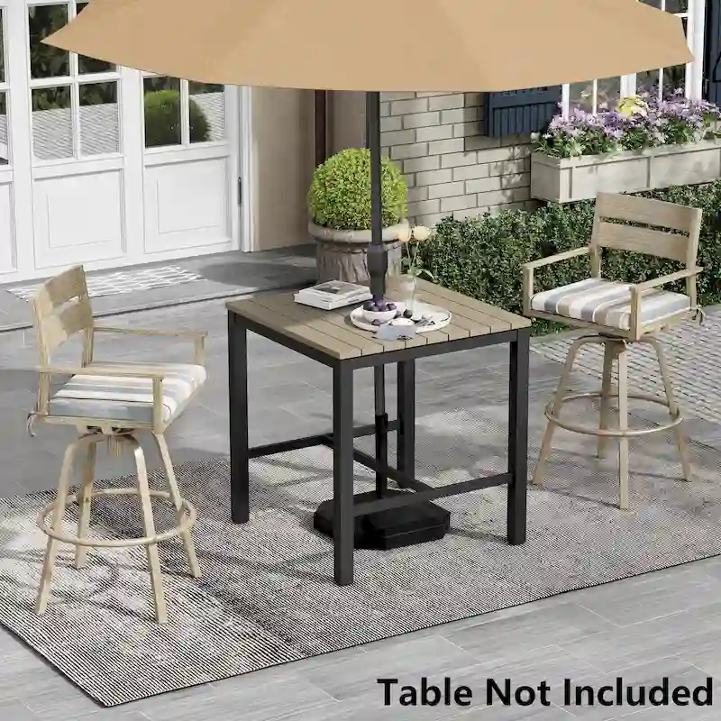 Outdoor Aluminum Patio Bar Stools Swivel Chairs with Cushions - N/A