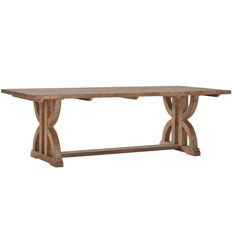 Reclaimed Wood Rectangular Trestle Dining Table — Brown, 96