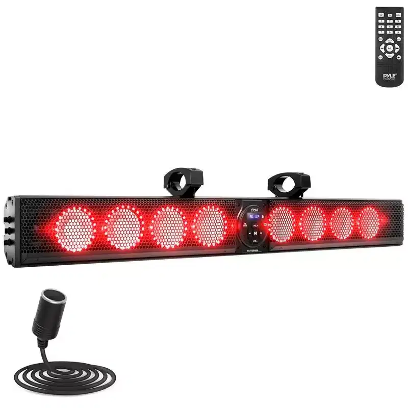 Pyle Wireless Sound Bar Speaker System with Ambient Lighting  Waterproof Marine Rated