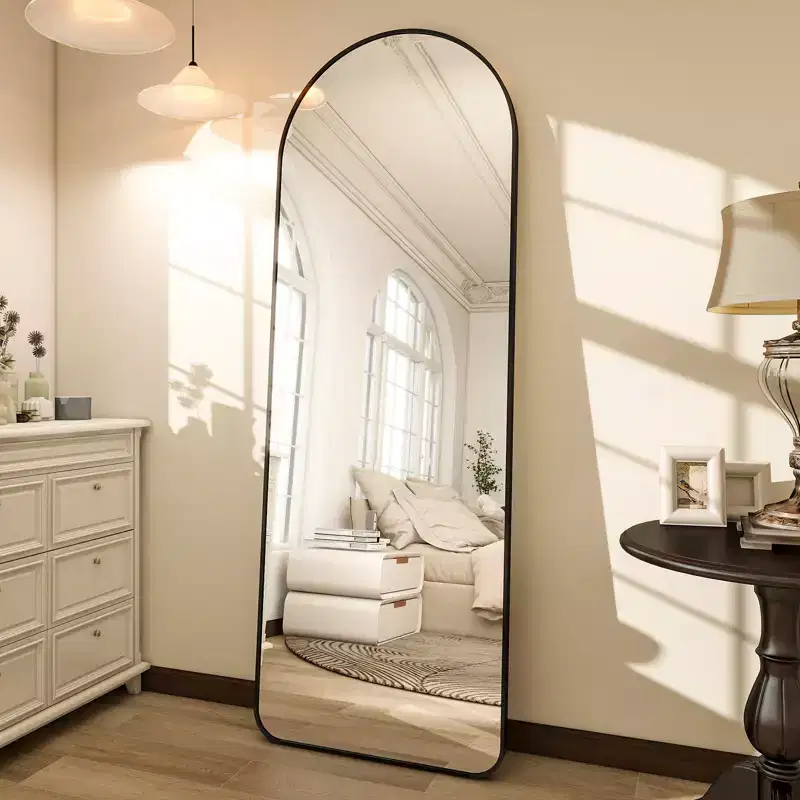 BEAUTYPEAK 64x21 Rectangle With Rounded Top Full Length Mirrors Metal Floor Mirror