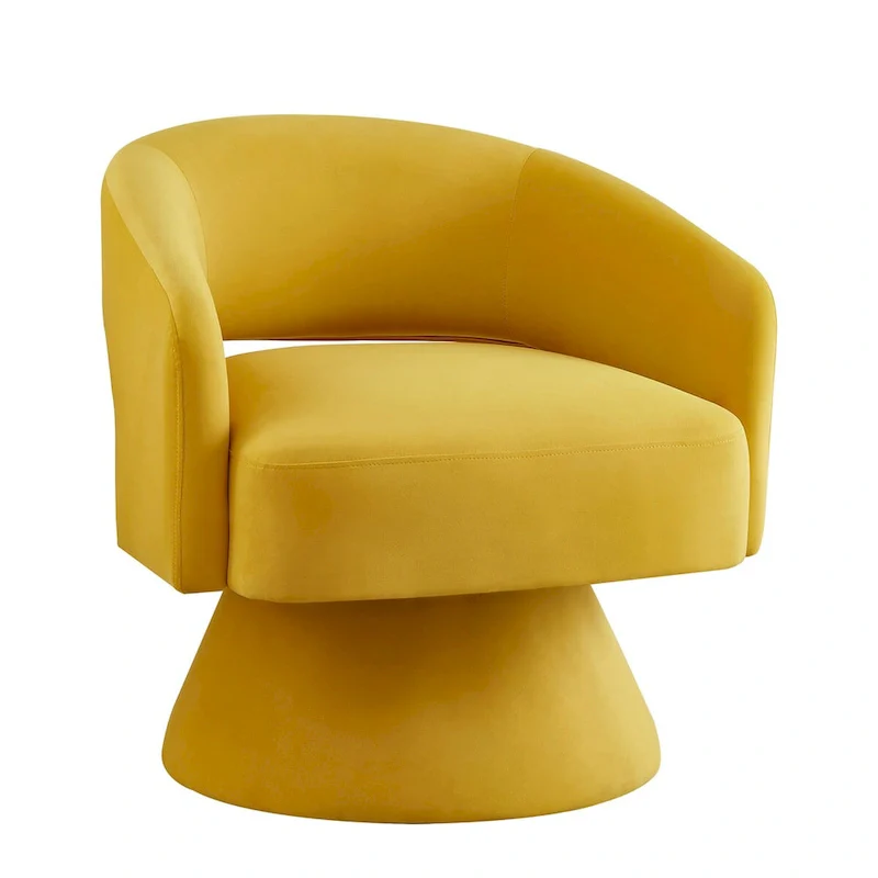Upholstered Velvet Swivel Accent Chairs with Open Backrest