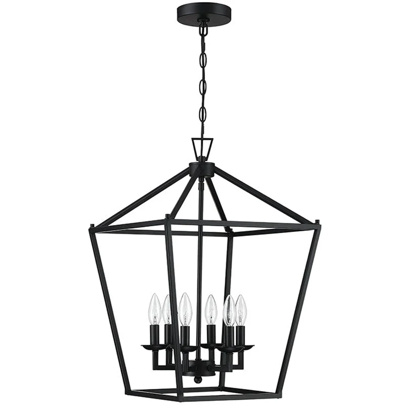 6 - Matte Black/ Gold Light Pendant - 16 x16 x24