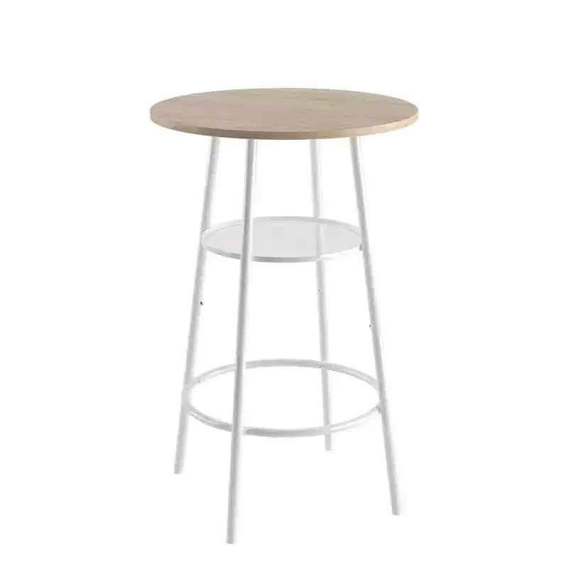 Modern 3-Piece Bistro Set, Round Bar Table with Partition & Backrest Stools, Pub Dining Table Set for Home Kitchen or Breakfast Nook White