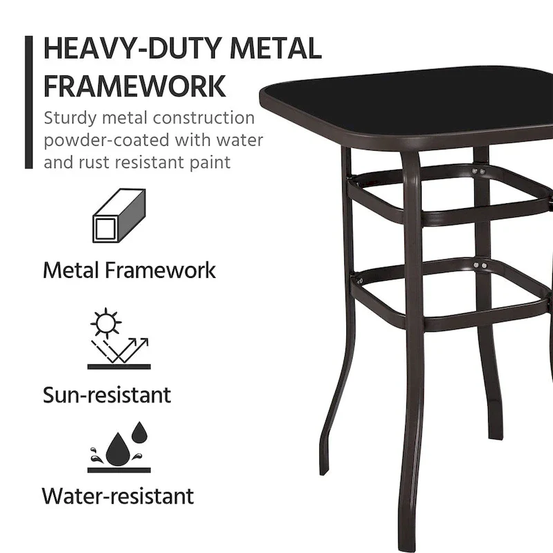 Yaheetech Patio Bistro Table with Tempered Glass, Iron Frame