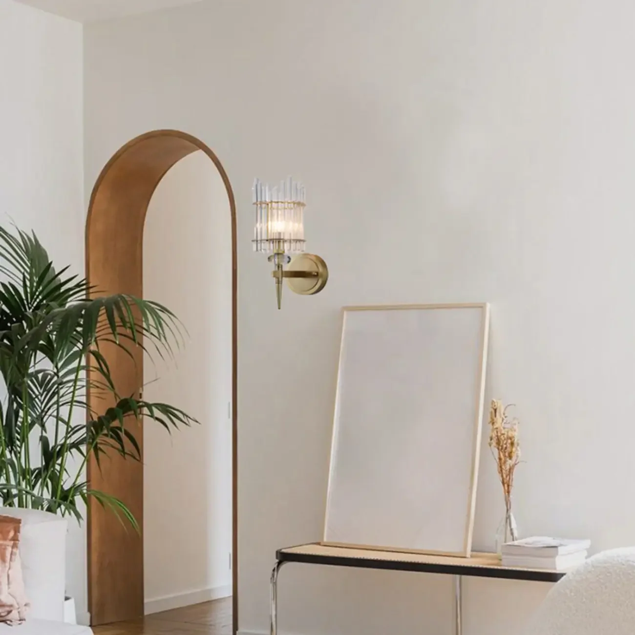 Elegant Gold Glass Wall Sconce with Rotary Switch