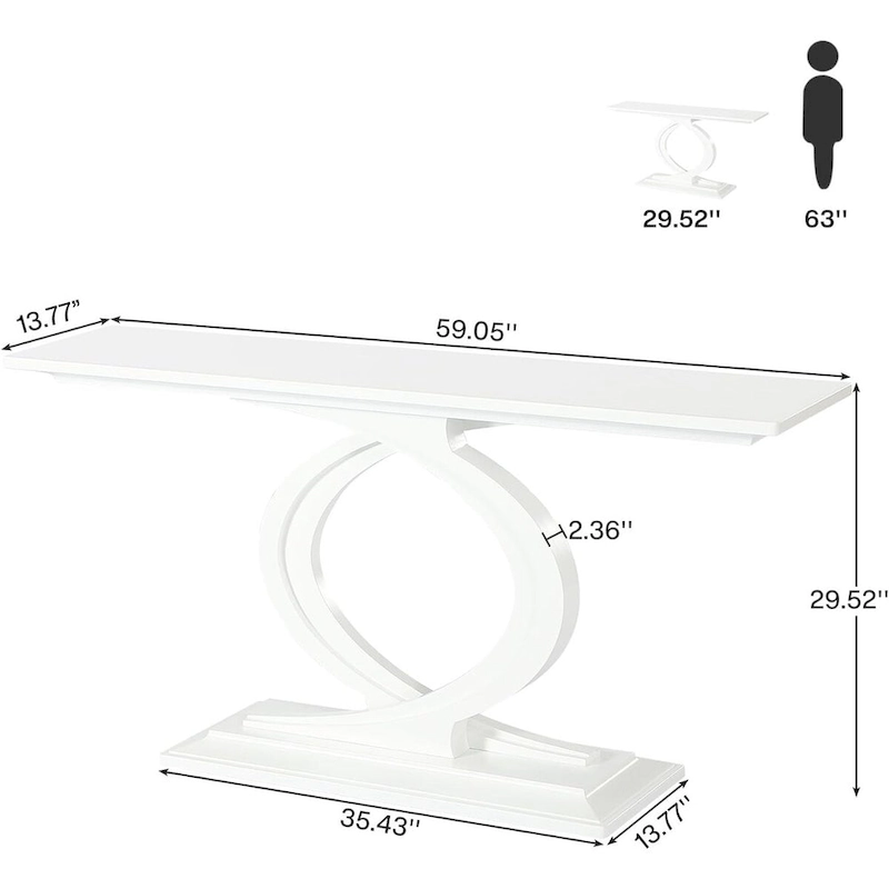 White Farmhouse Console Table for Living Room