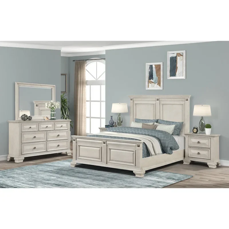 Renova Distressed Parchment Wood 5-piece Bedroom Set