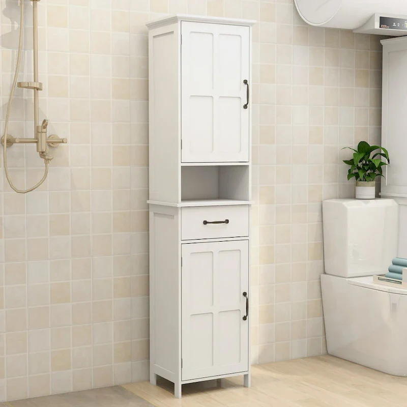 Double Door Narrow Height Slim Floor Standing Cabinet - 15.75 L * 11.81 W * 64.96 H