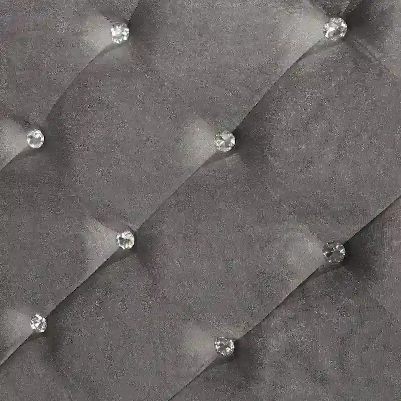 Seleena Glam Silver Fabric Upholstered Panel Bed with Button-Tufted by Furniture of America