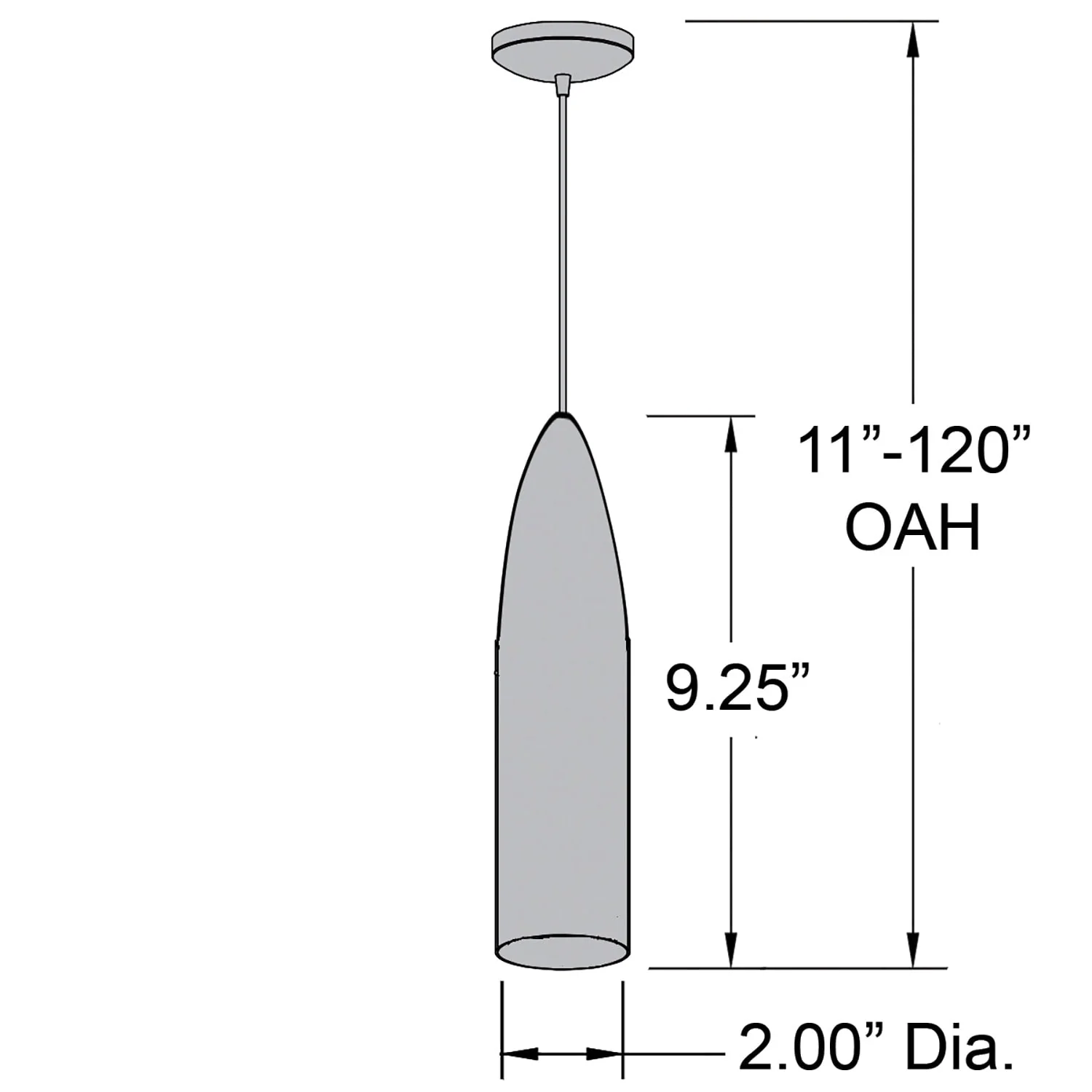 Odyssey LED Bullet Brushed Pendant