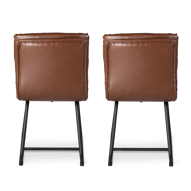 Glitzhome Set of 2/4 Modern PU Leather Thick Upholstered Side Dining Chairs with Metal Legs