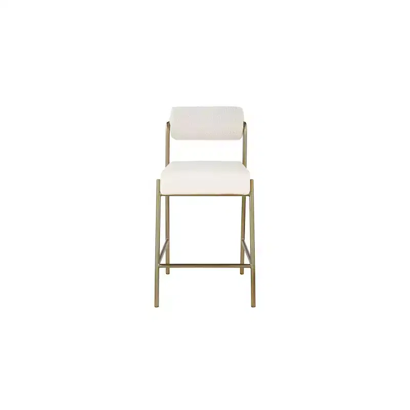 Cream Velvet & Vegan Leather Counter Stool, Armless, Seats 1