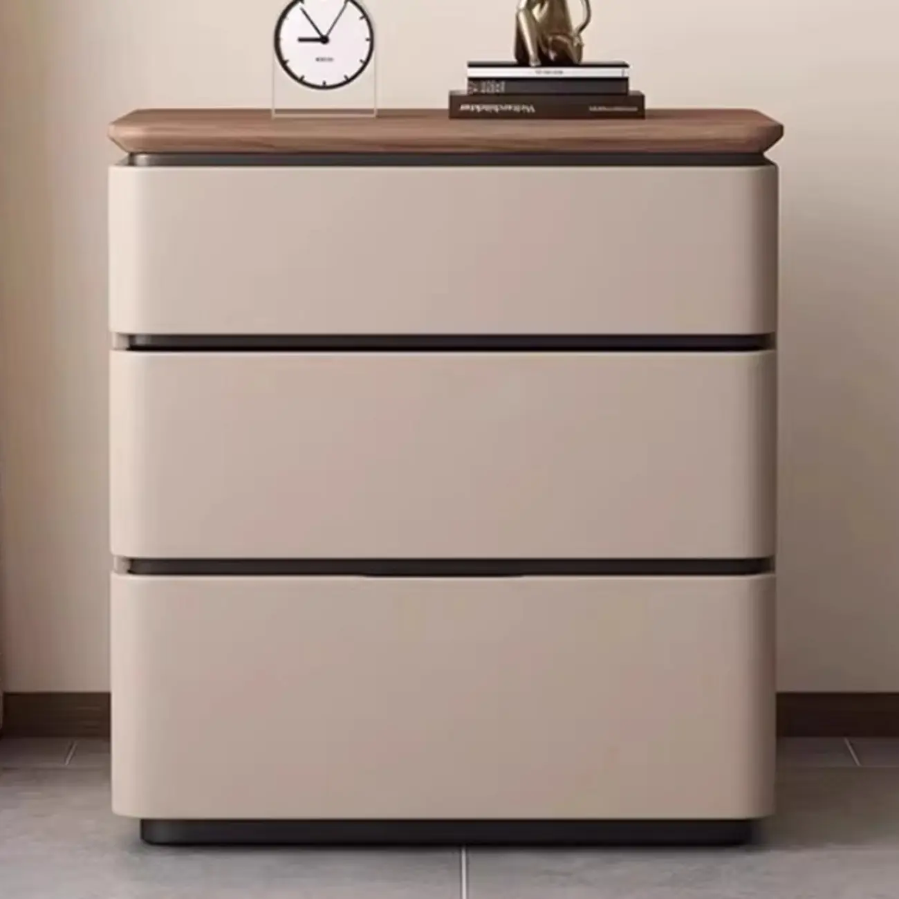 Elegant Modern Wood Three-Drawer Nightstand
