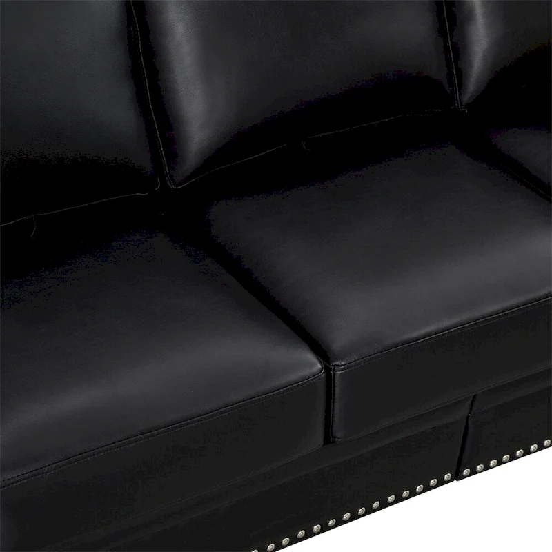 Classic Living Room Nails Sofa,Faux Leather