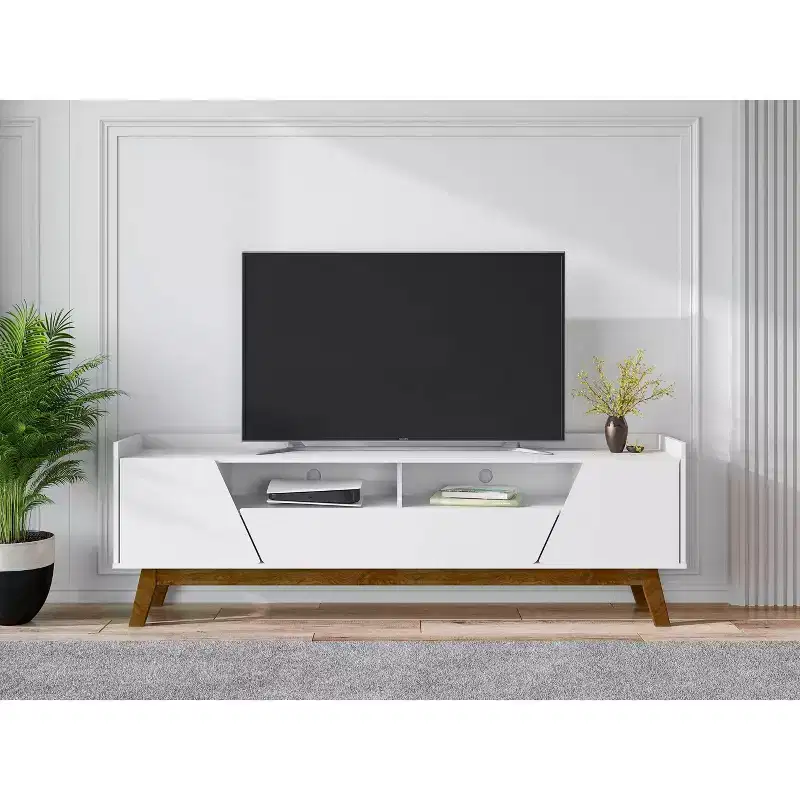 Marcus Mid-Century Modern 4 Shelf TV Stand for TVs up to 70" Entertainment Center, Media Console - Manhattan Comfort