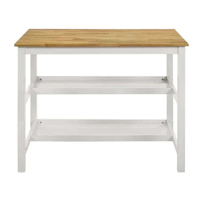 Kitchen Island & Pantry Cabinet with 8 Shelves - White & Light Gray
