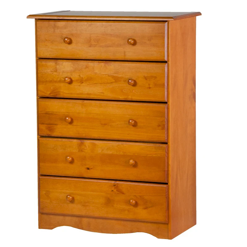 5-Drawer Solid Pine Chest – Honey Pine / Mahogany / Java / White / Mocha / Black, Classic Style, Single