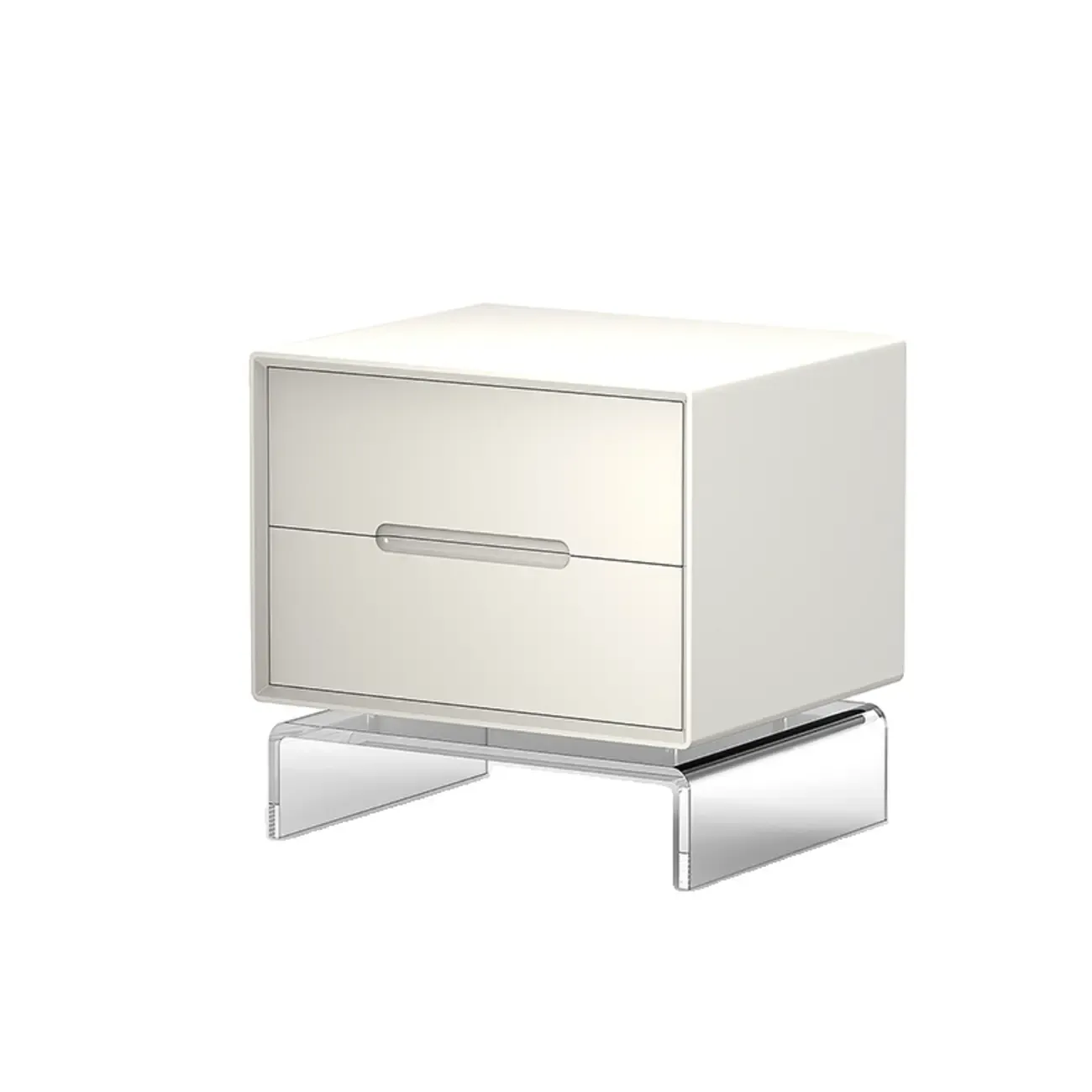 Modern Acrylic Leg Timber White Nightstand with Drawers