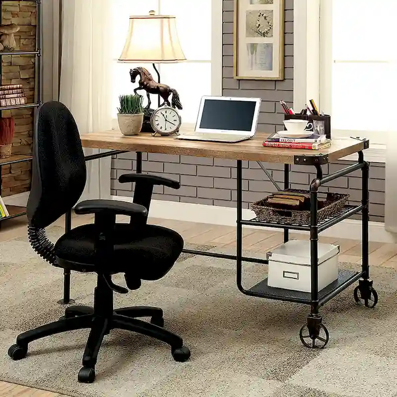 Industrial Black 47-inch Metal Computer Desk