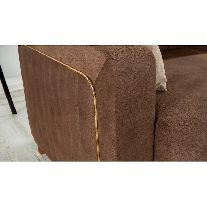 Line Fabric Sleeper Sectional Sofa