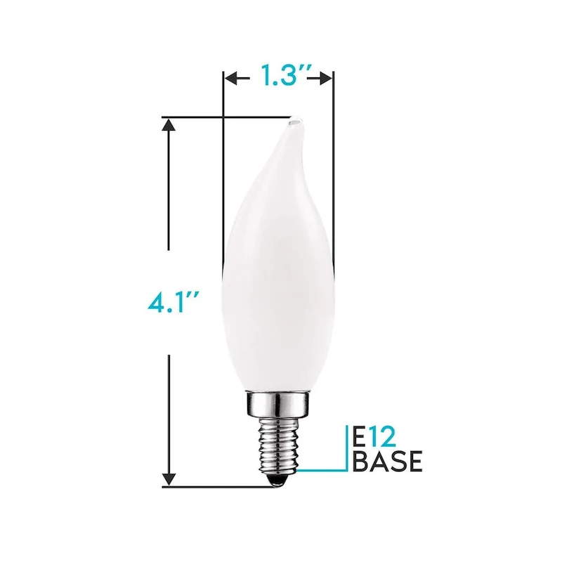 Luxrite 4W Frosted Candelabra LED Bulbs Dimmable, 2700K Warm White, 360 Lumens, 40W Equivalent, E12 Base (12 Pack)