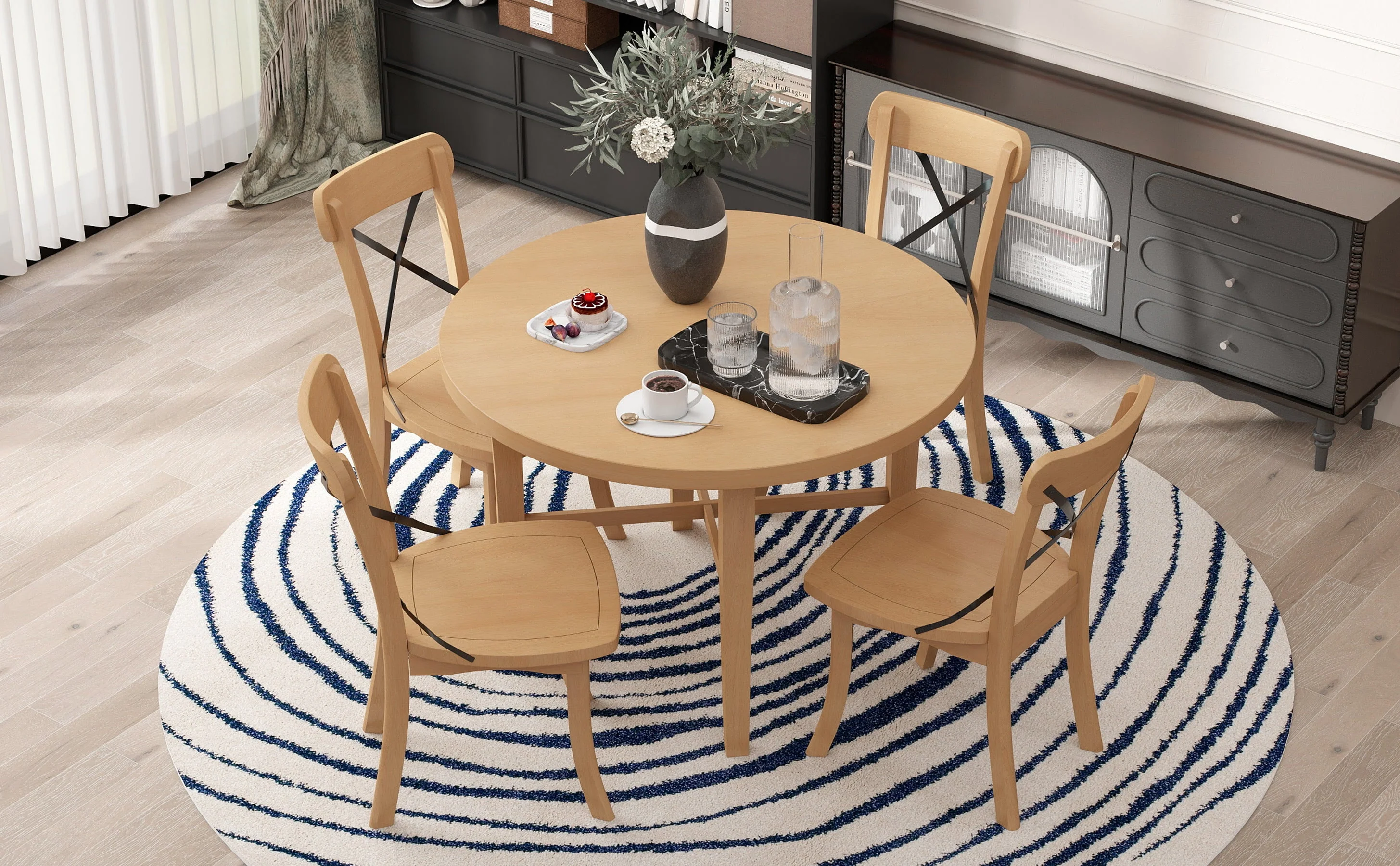Walker Edison | Retro Simple 5-piece Dining Set with 4 Chairs