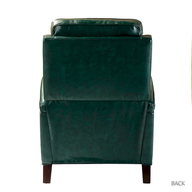 Gaspar Mid-Century Modern Genuine Leather Pushback Recliner with Wood legs Set of 2 by HULALA HOME