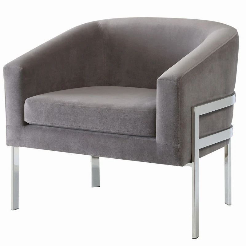Contemporary Sleek Modern Design Grey Accent Chair with Chrome Base
