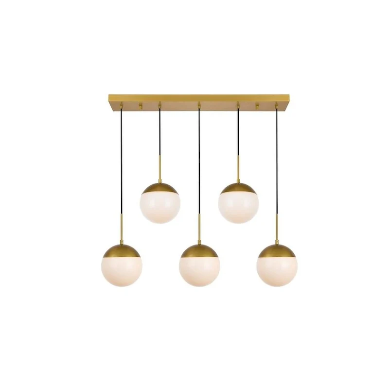 5-Light 42 inch Pendant with Frosted White Glass