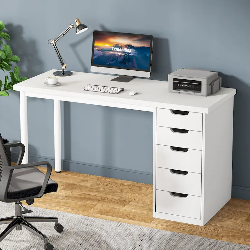 Modern Computer Desk Study Writing Table with 5 Drawers