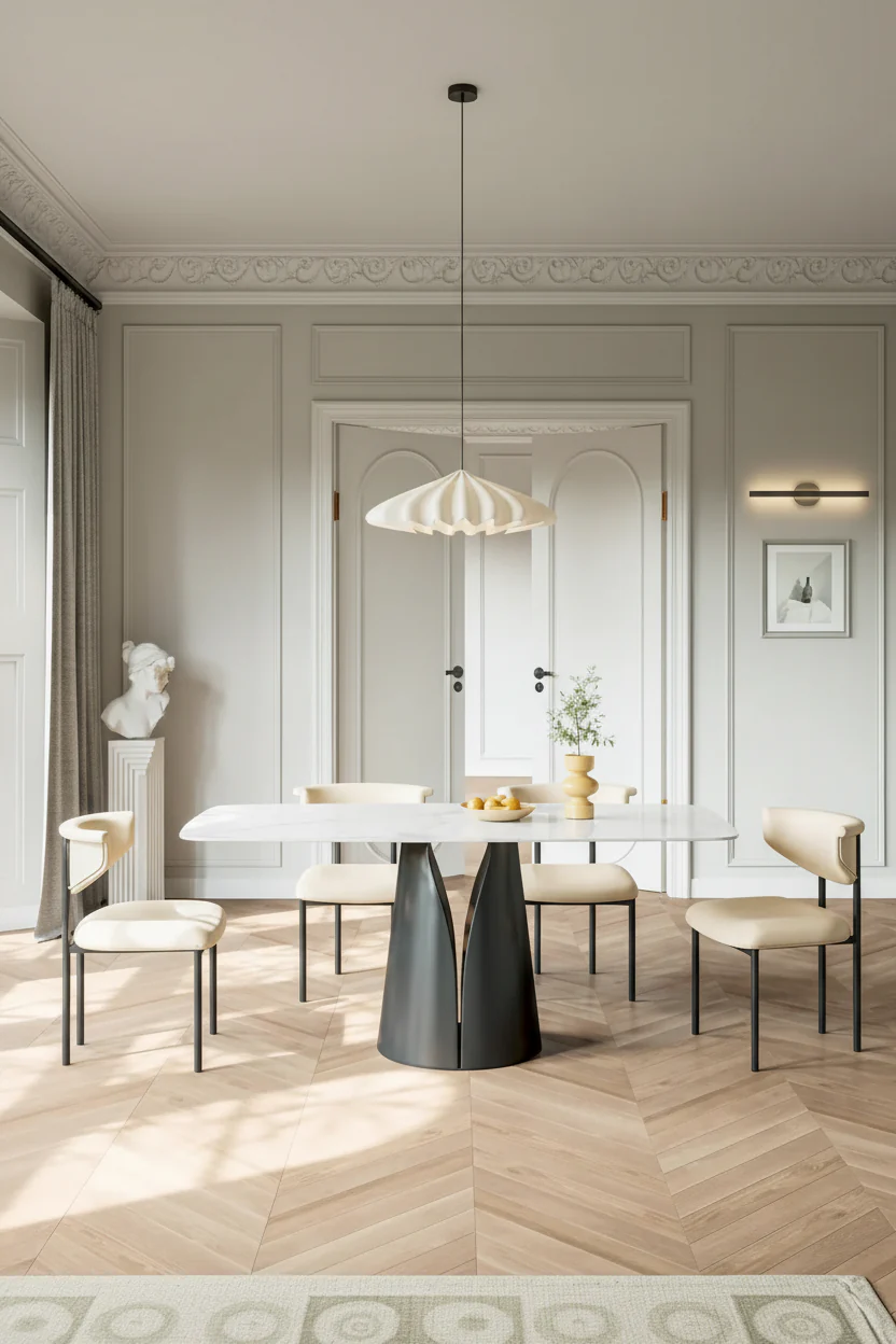 Modern Rectangle White 65 in. Dining Table for 6 Seats - 65D37.4W29.52H