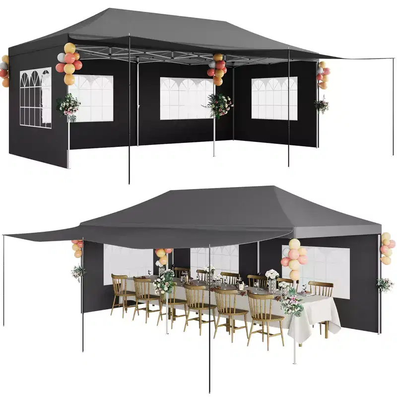 10x20 Pop Up Canopy Tent with Sidewalls, Heavy Duty 420D Oxford Outdoor Party Tent, Portable Event Shelter Carport Sun Shade Canopy, White